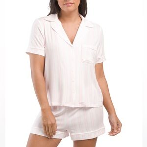 SHABBY CHIC
2pc Striped Notch Collar Top And Shorts Sleep Set